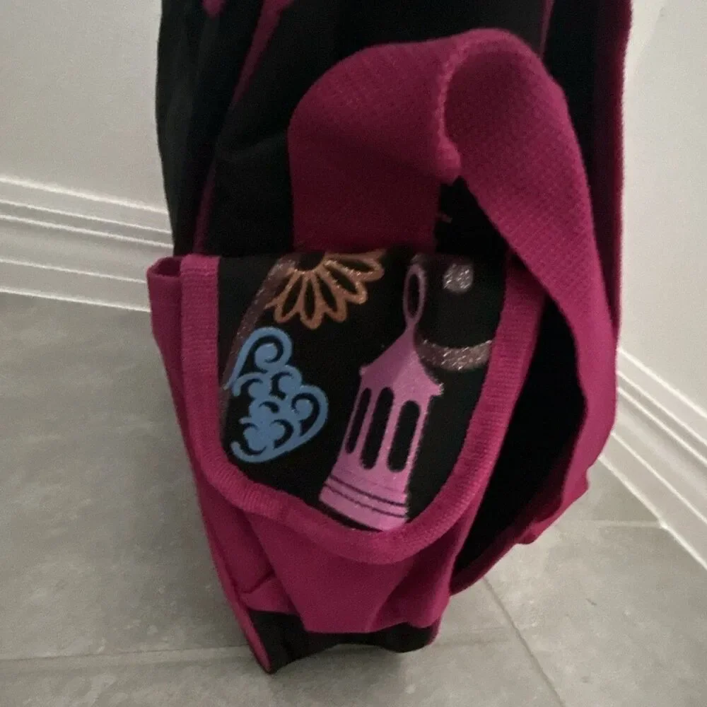 Disney Fairies Tinker Bell Medium Shoulder Bag Black/Pink New tag size 14 x 12”